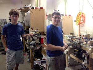 Kyle (left) and Mitch (right) in front of their filament extruder