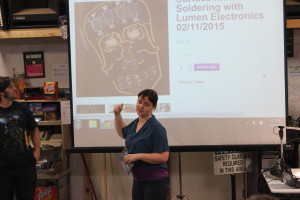 Robin and Marty presenting their electronic jewelry